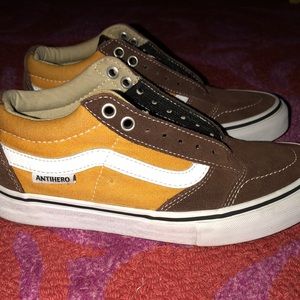 Vans Brown and Yellow Antihero Collab Sneakers